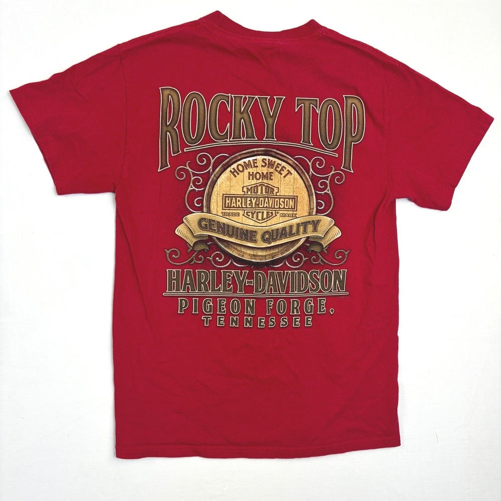 Harley Davidson Rocky Top Pigeon Forge TN Red Graphic T-Shirt Mens Medium